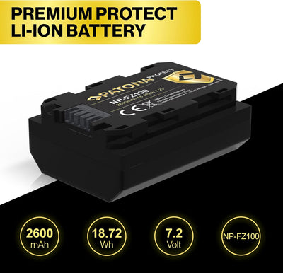 PATONA Protect NP-FZ100 Kamera-Akku 2X (2400 mAh) inkl. V1 Gehäuse - mit PD Performance USB Laden 16