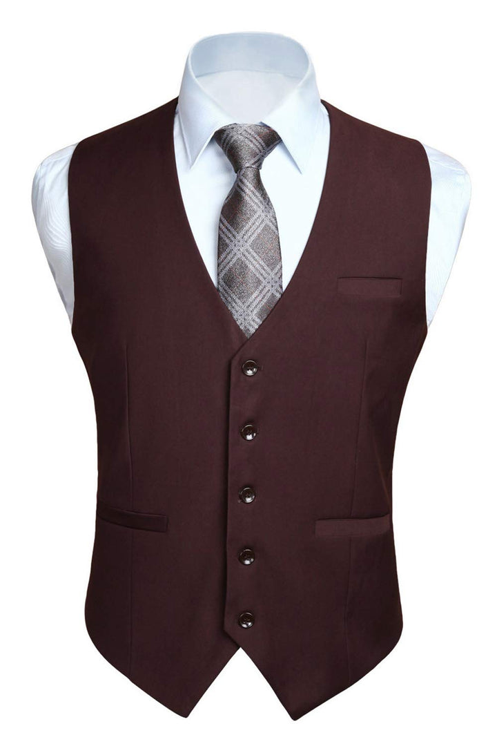 HISDERN Herren Formale Hochzeit Party Weste Baumwolle Einfarbig Weste XL Braun, XL Braun
