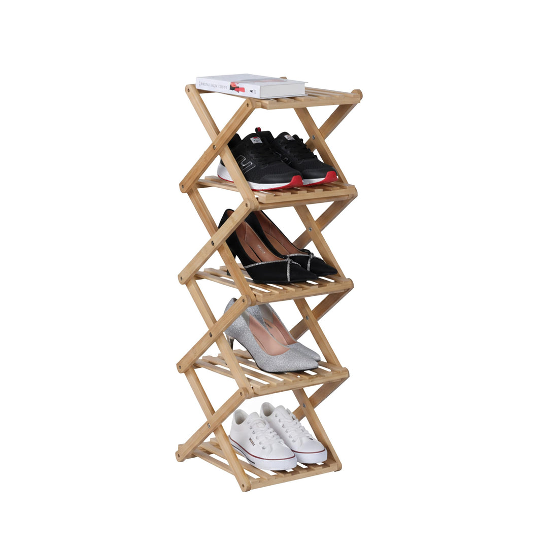 Relaxdays Schuhregal, 5 Schuhablagen, Klappregal für Flur &amp; Schlafzimmer, HBT 84 x 28 x 28 cm, faltb