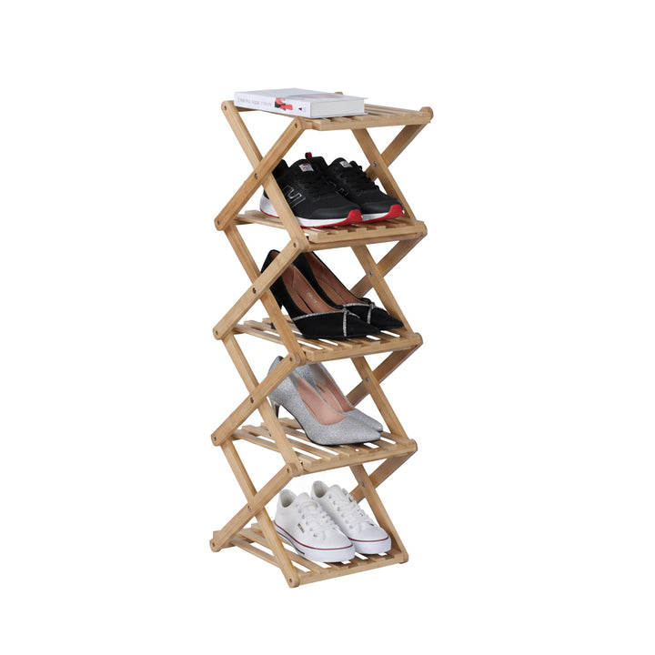 Relaxdays Schuhregal, 5 Schuhablagen, Klappregal für Flur &amp; Schlafzimmer, HBT 84 x 28 x 28 cm, faltb