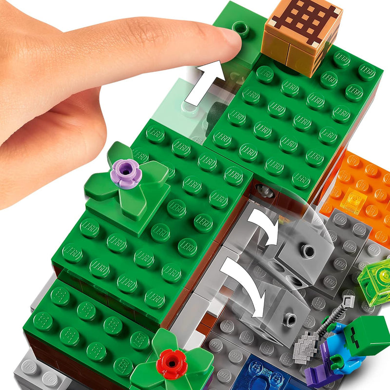 LEGO Minecraft Die verlassene Mine Bauset, Zombiehöhle mit Figuren: Schleim, Steve und Spinne 21166