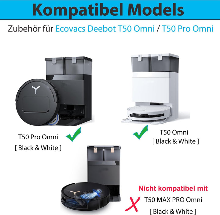 Zubehörset für Ecovacs Deebot T50 PRO Omni/T50 Omni/T50 PRO Omni Gen2, Saprdii 1* Hauptbürste 6*Stau