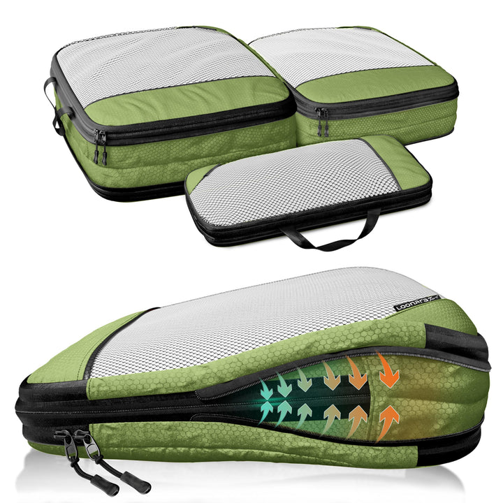 Kleidertaschen Set mit Kompression für Koffer und Rucksack [3-teilig] mit Packbeutel - mehr Platz im