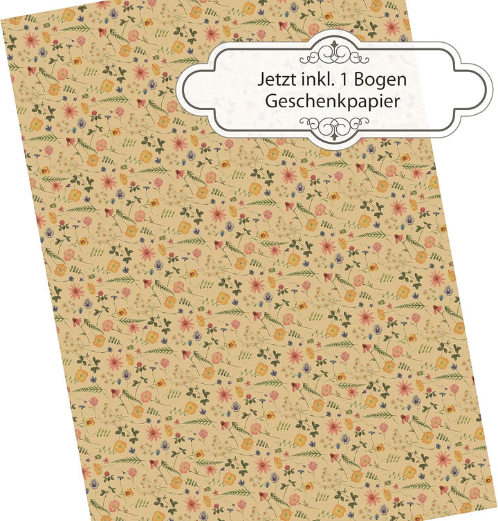 Flora Bianca Briefpapier mit Umschlag Set Vintage Blumen 250 Sets Papier DIN A4 beidseitig floral Na