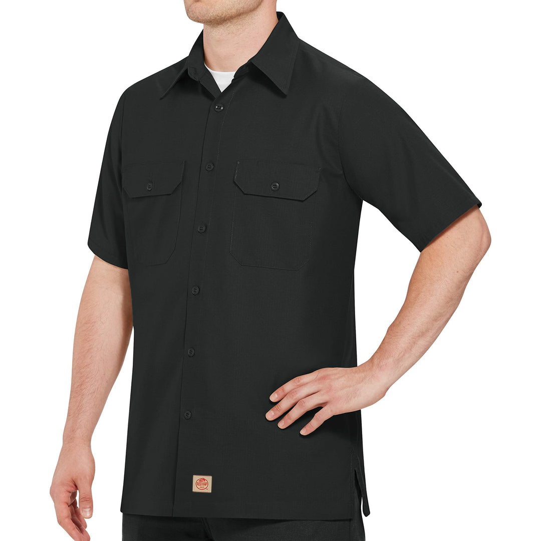 Red Kap Herren Industrial Regular Fit Kurzarm Button-Down-Arbeitshemd 3XL Grosse Grössen Schwarz, 3X
