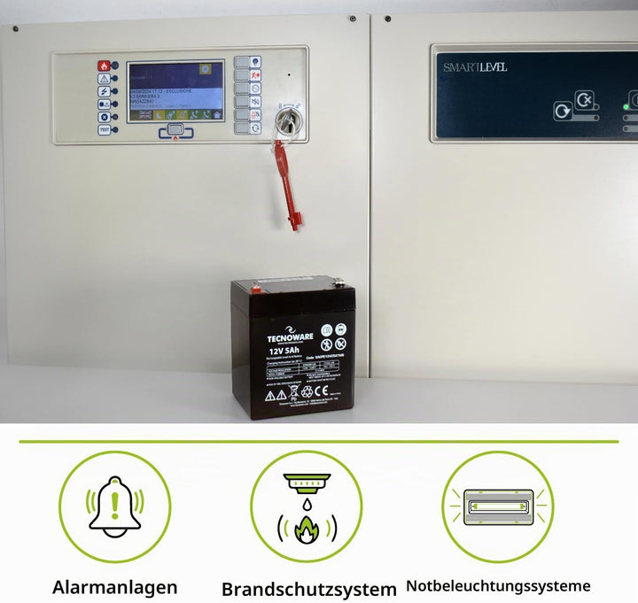 Tecnoware Power Systems - Ersatzbatterie für USV, Videoüberwachung und Alarmsysteme, 12V 5Ah Kapazit