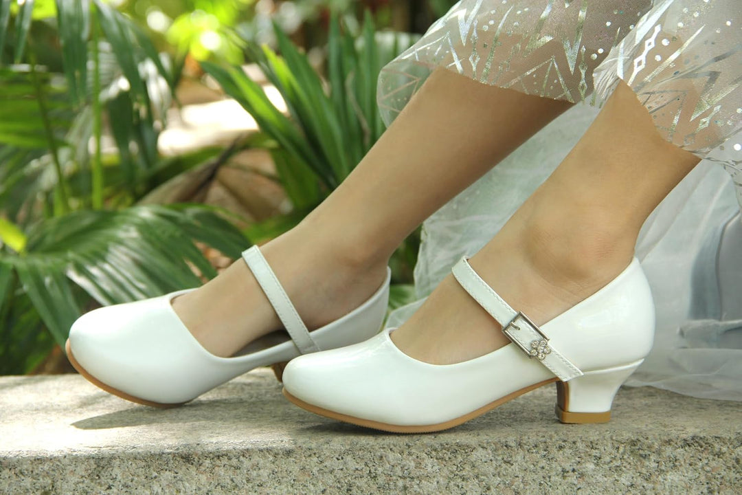 EIGHT KM - Mädchen High Heel Kleid Schuhe - Mary Jane Prinzessin Hochzeit Pumps - Funkelnder Glitzer