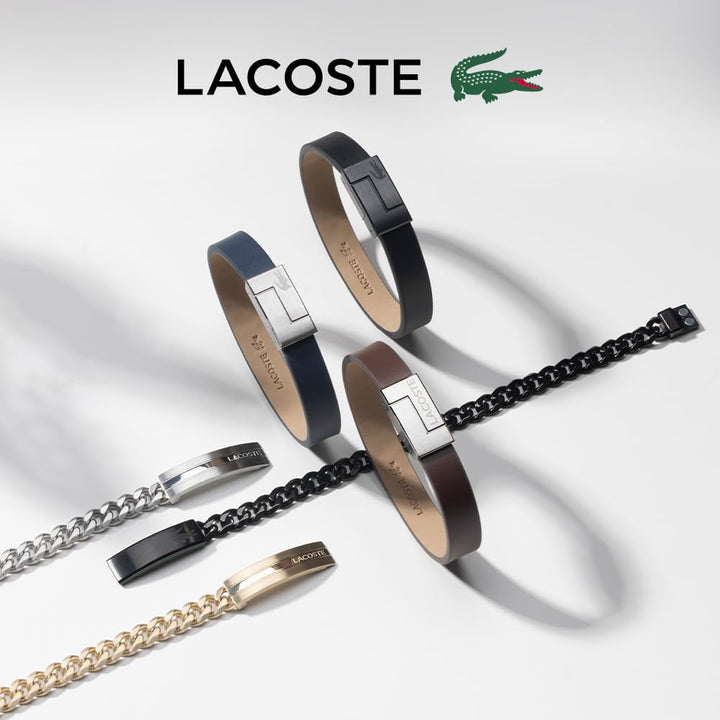 Lacoste Lederarmband für Herren Kollektion TRAVELER Schwarz - 2040073