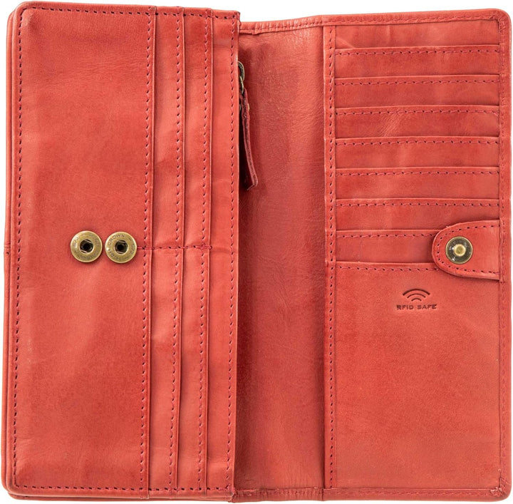 Maitre - steinbach immine purse lh14f Lila 18,00X9,00X0,00 CM Farbe:rot / Material:cotton,cow Leathe