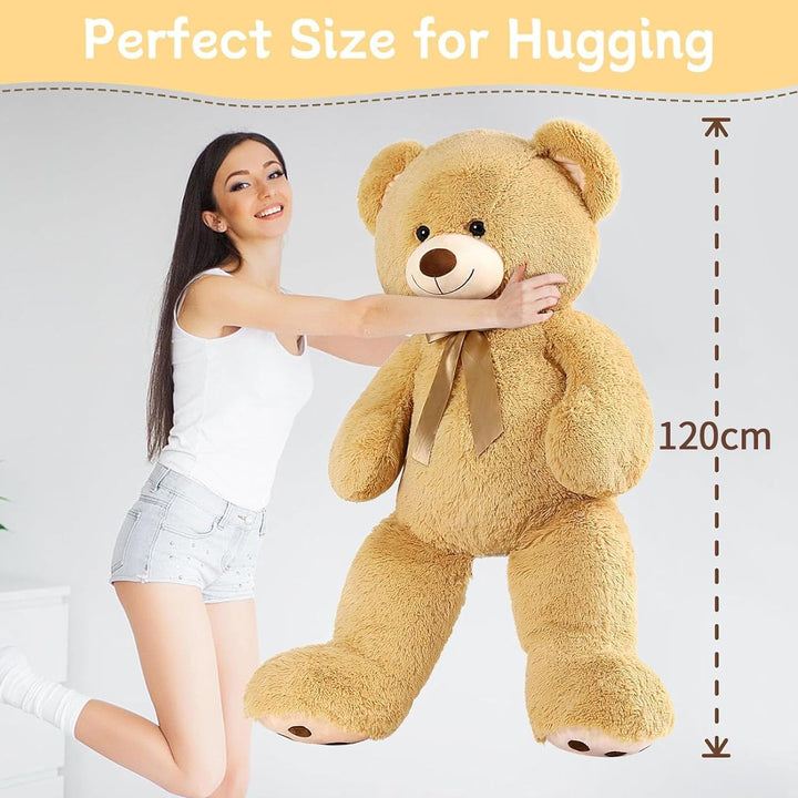 MorisMos Hellbraun Teddybär gross, 120cm Riesen Teddy Kuscheltier XXL, Weich Teddy Bär Stofftier Plü