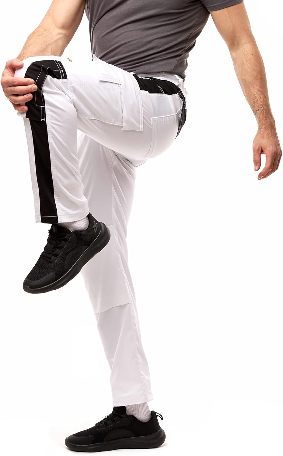 strongAnt Arbeitshose komplett Stretch Männer Berlin Pro Bundhose 42 Weiss-schwarz / Powerstretch, 4