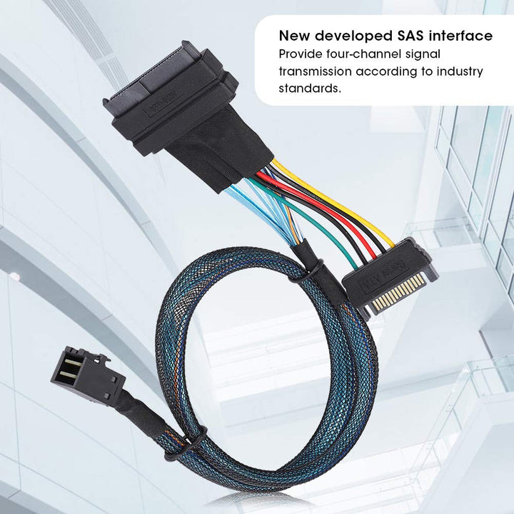 SAS-Kabel SFF8643 zu SFF8639 15P Power Line 12 GB/s SAS HD 4i-Stecker (SFF-8643) zu U.2-Stecker (SFF