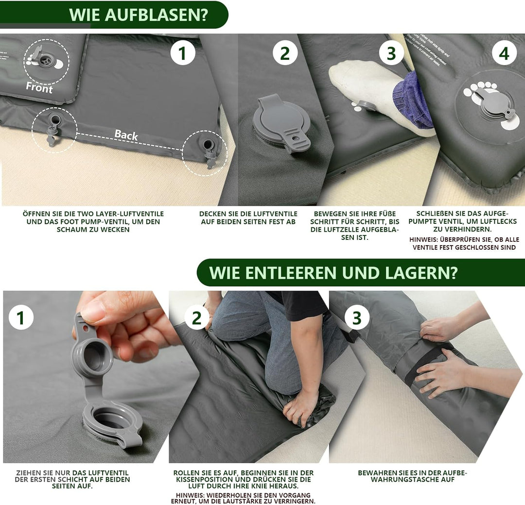 HiiPeak Isomatte R-Wert 9,5 – Extra Thermal Camping Matratze mit Kissen, Isolierte Luftmatratze aus