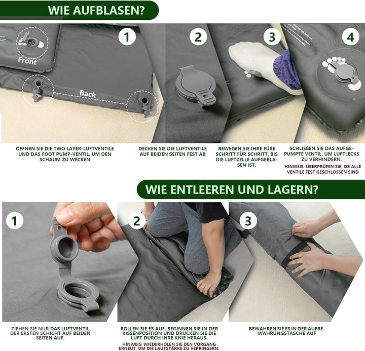 HiiPeak Isomatte R-Wert 9,5 – Extra Thermal Camping Matratze mit Kissen, Isolierte Luftmatratze aus