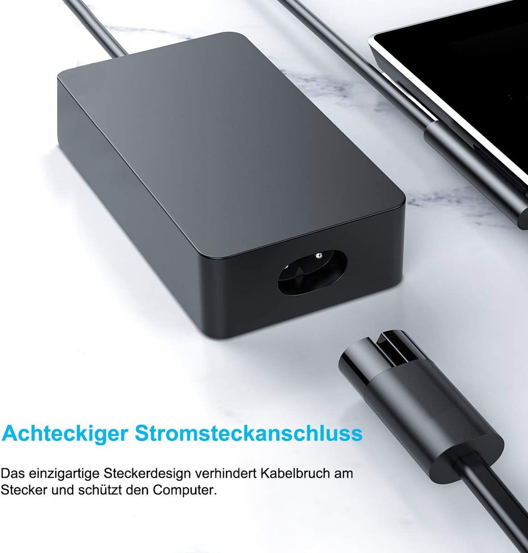 SUPERNIGHT Ladegerät für Surface Pro 65W 15V 4A Netzteil-Adapter Surface Ladakebel für Surface Book