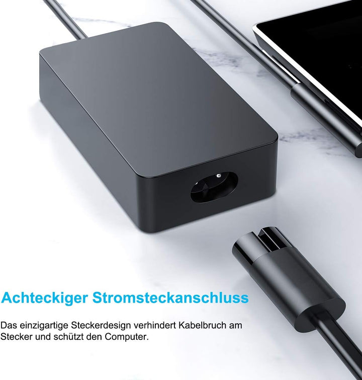 SUPERNIGHT Ladegerät für Surface Pro 65W 15V 4A Netzteil-Adapter Surface Ladakebel für Surface Book