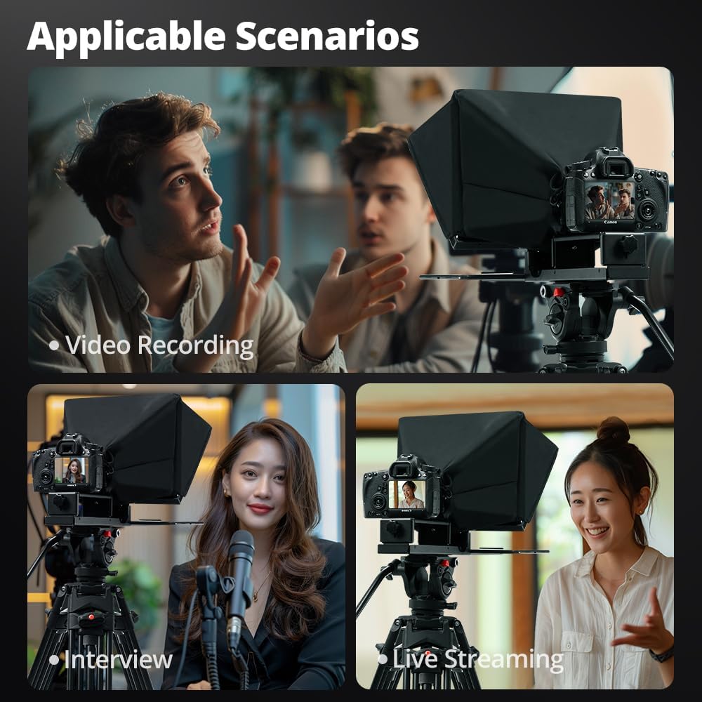 Ambitful T14Pro Teleprompter für Kamera, iPad, Android-Tablet, Smartphone, App-Steuerung/keine Monta