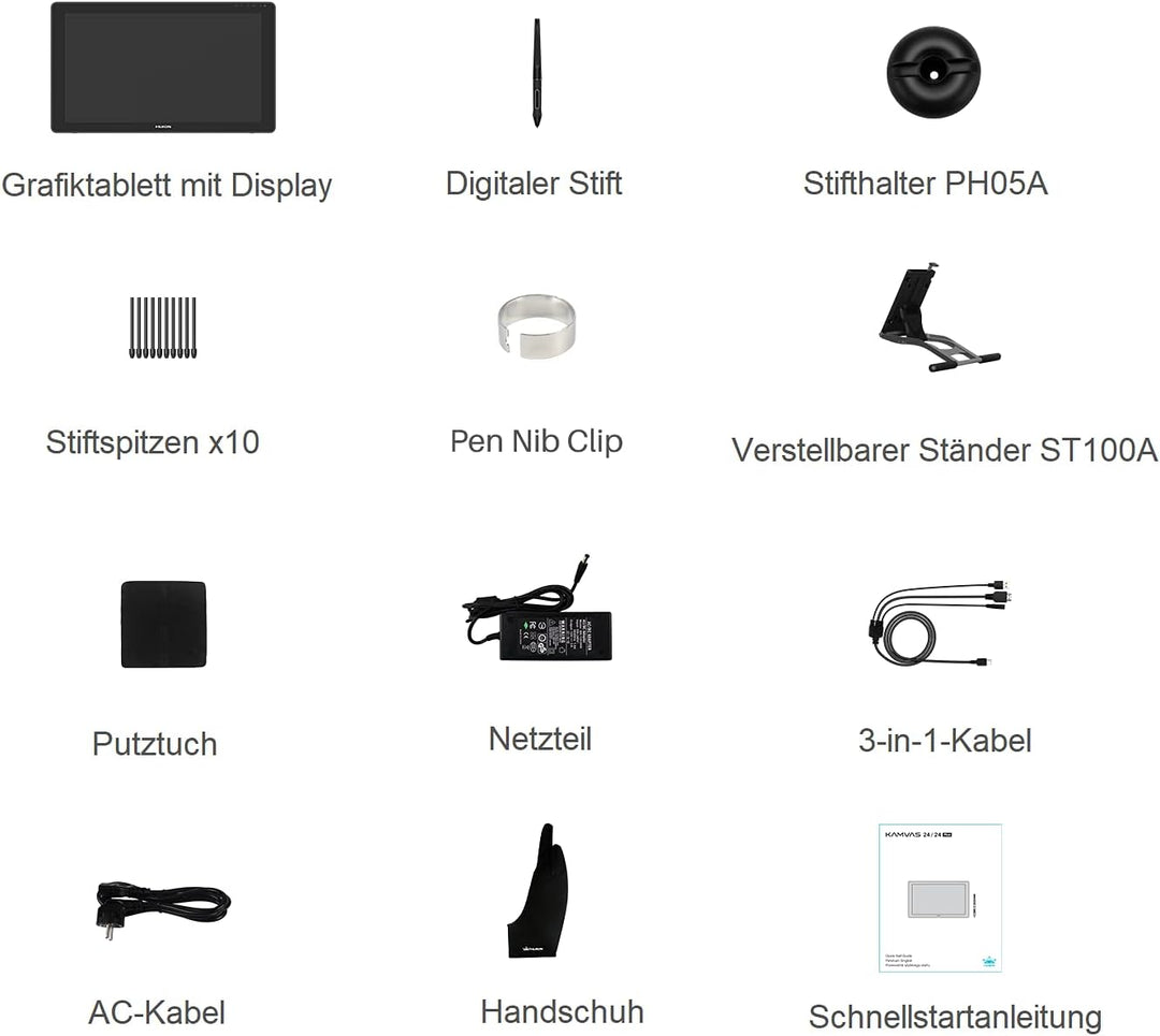 HUION Kamvas 24 Plus Grafiktablett mit Display, 23,8 Zoll volllaminierter QD LCD-Bildschirm aus ents