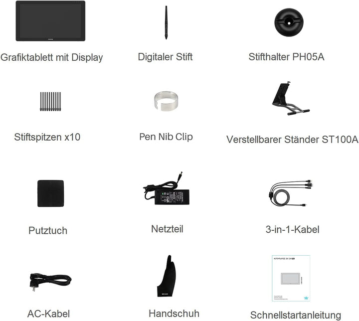 HUION Kamvas 24 Plus Grafiktablett mit Display, 23,8 Zoll volllaminierter QD LCD-Bildschirm aus ents