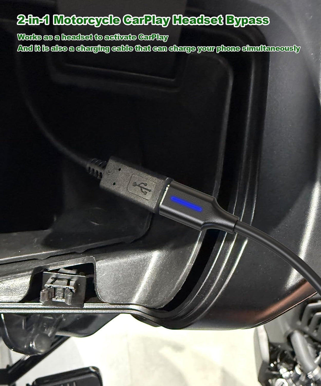 USB-A auf USB-C CarPlay-Aktivatorkabel für Motorräder, unterstützt das Laden, Android-Auto-Headset-B
