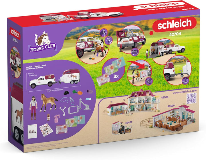schleich HORSE CLUB | Mobile Tierärztin mit Anhänger 42704 | Set aus Pick-up & Anhänger, 1 Pferd, be