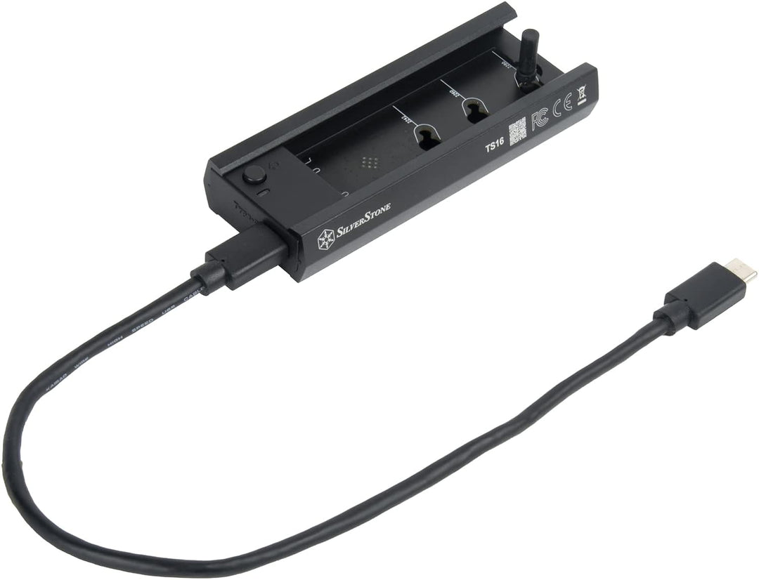 SilverStone Technology TS16, Externe 10-Gb s-SuperSpeed-USB-C-3.2-Gen-2-zu-NVMe SATA-M.2-SSD-Docking
