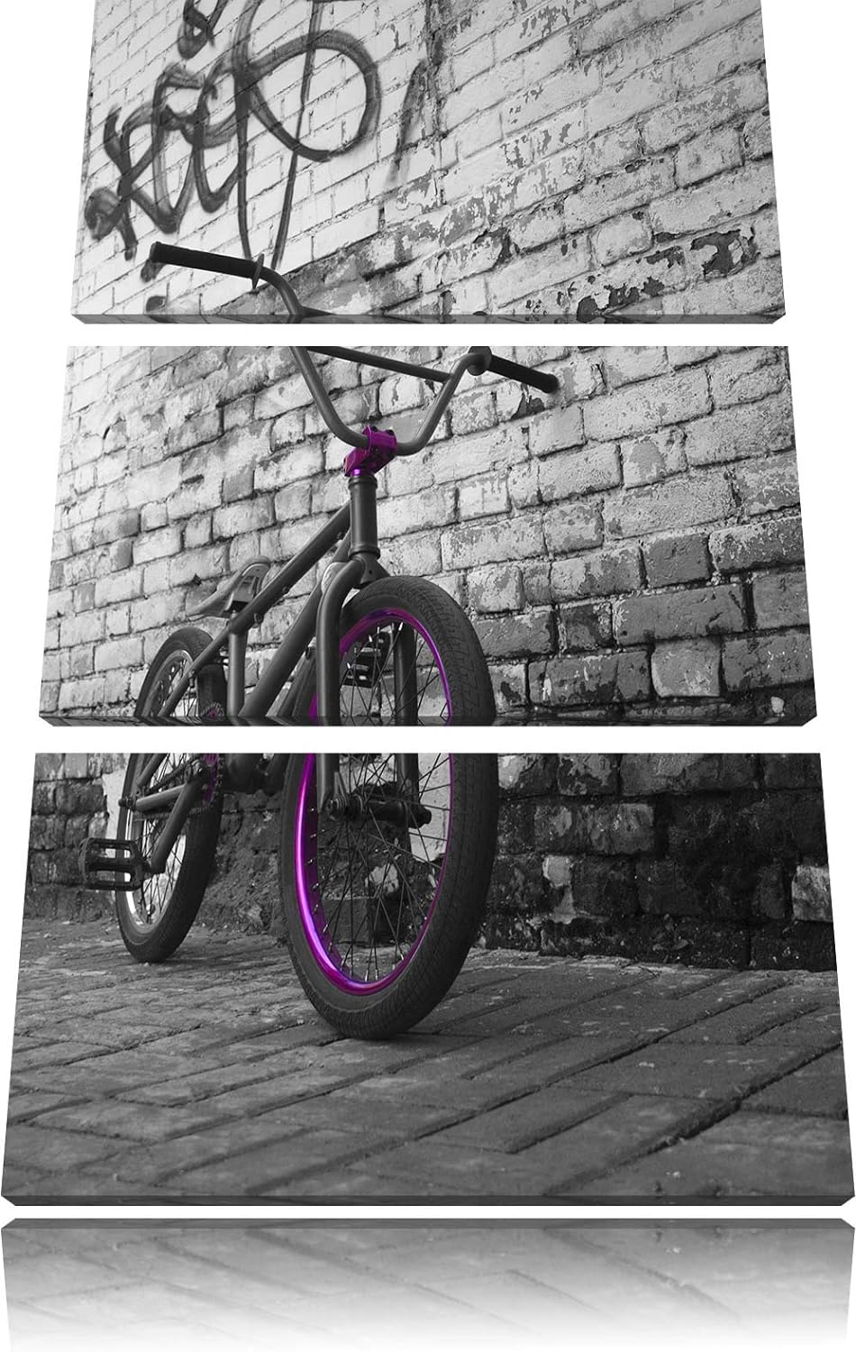 Pixxprint BMX Fahrrad Graffiti als Leinwandbild | Grösse: 3 Teilig (120x80) | Wandbild| Kunstdruck |