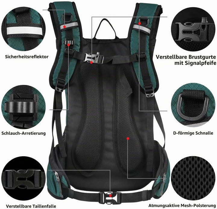 Lunidry Trinkrucksack Fahrradrucksack mit Trinkblase 2L Wasserdicht Sportrucksack, 20L Hydration Ruc