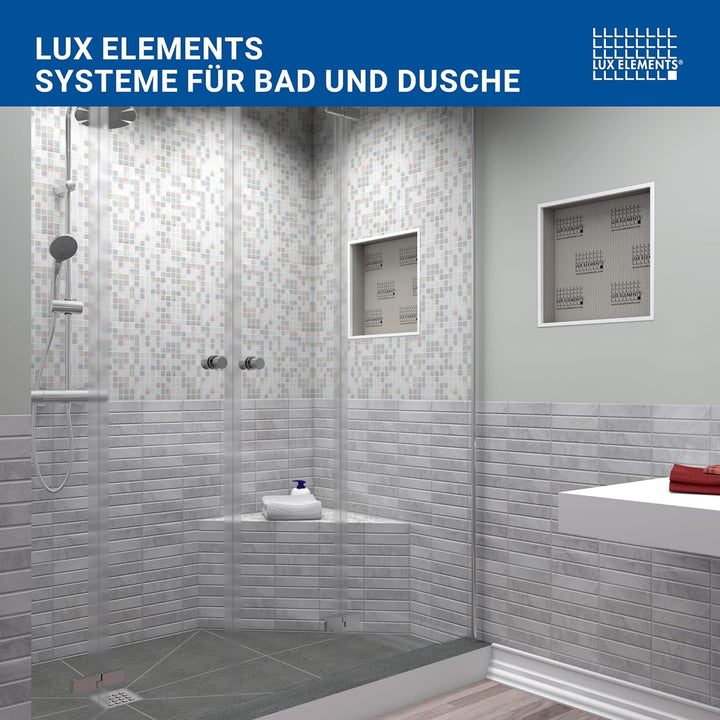 LUX ELEMENTS Wandnische Dusche Fertig zum Verfliesen 40,6 x 40,6cm I Vorgefertigte Duschnische aus H
