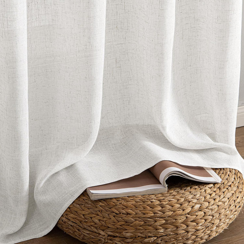 MIULEE Gardinen Vorhänge mit ösen Voile Vorhang Modern Leinenoptik Halbtransparent für Wohnzimmer Sc