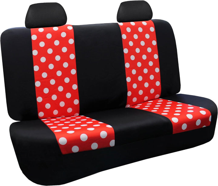 FH Group FB115REDBLACK114 Sitzbezüge-Set (stilvolle Punkte, hohe Rückenlehne, Rot & Schwarz) Rücksei