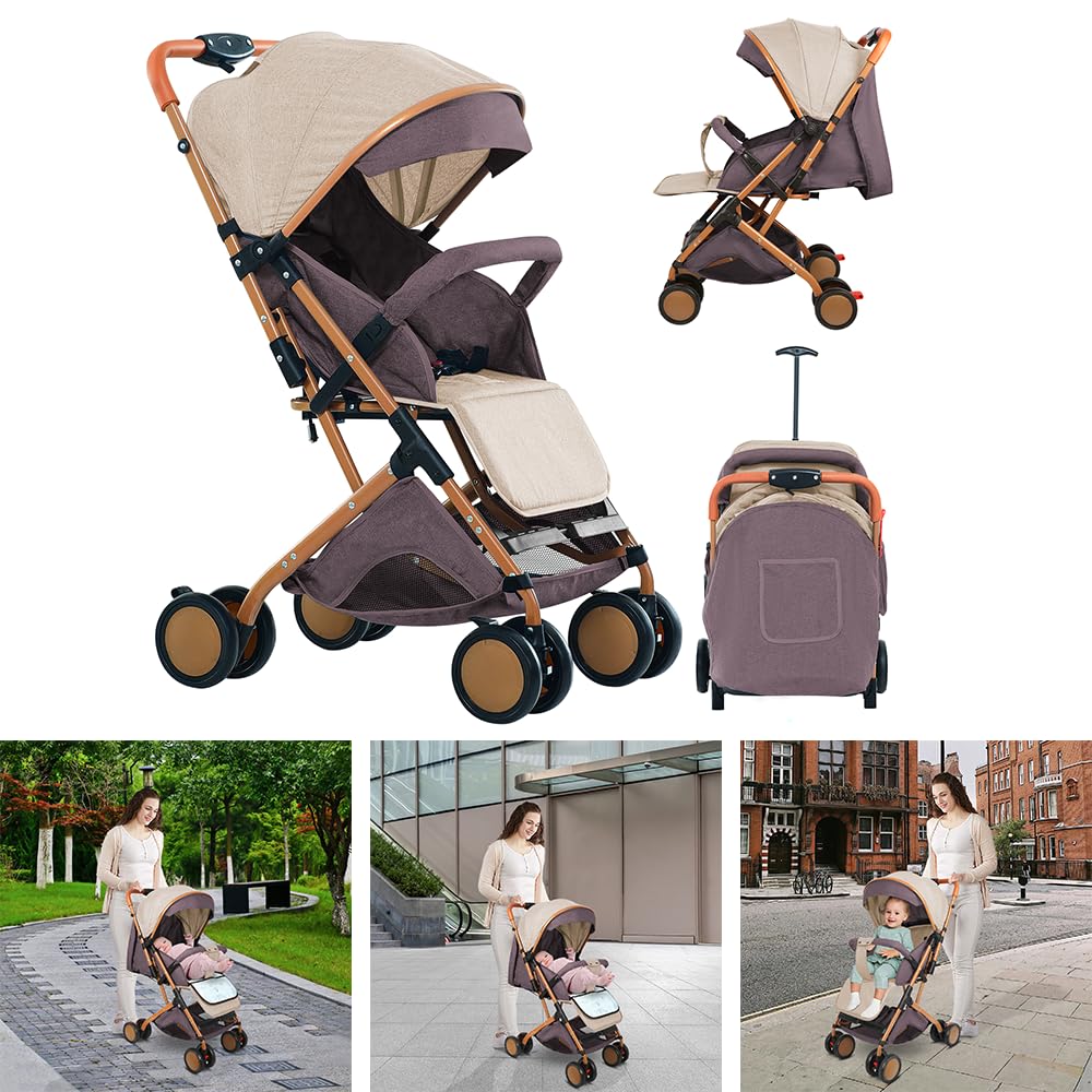 Buggy mit Liegefunktion, Kinderwagen Zusammenklappbar mit Wattepads und Moskitonetzen, Reisebuggy mi