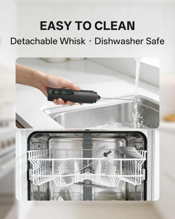 CIRCLE JOY Wiederaufladbarer Milchaufschäumer Handheld mit 2 Geschwindigkeiten, Elektrischer Kaffee-