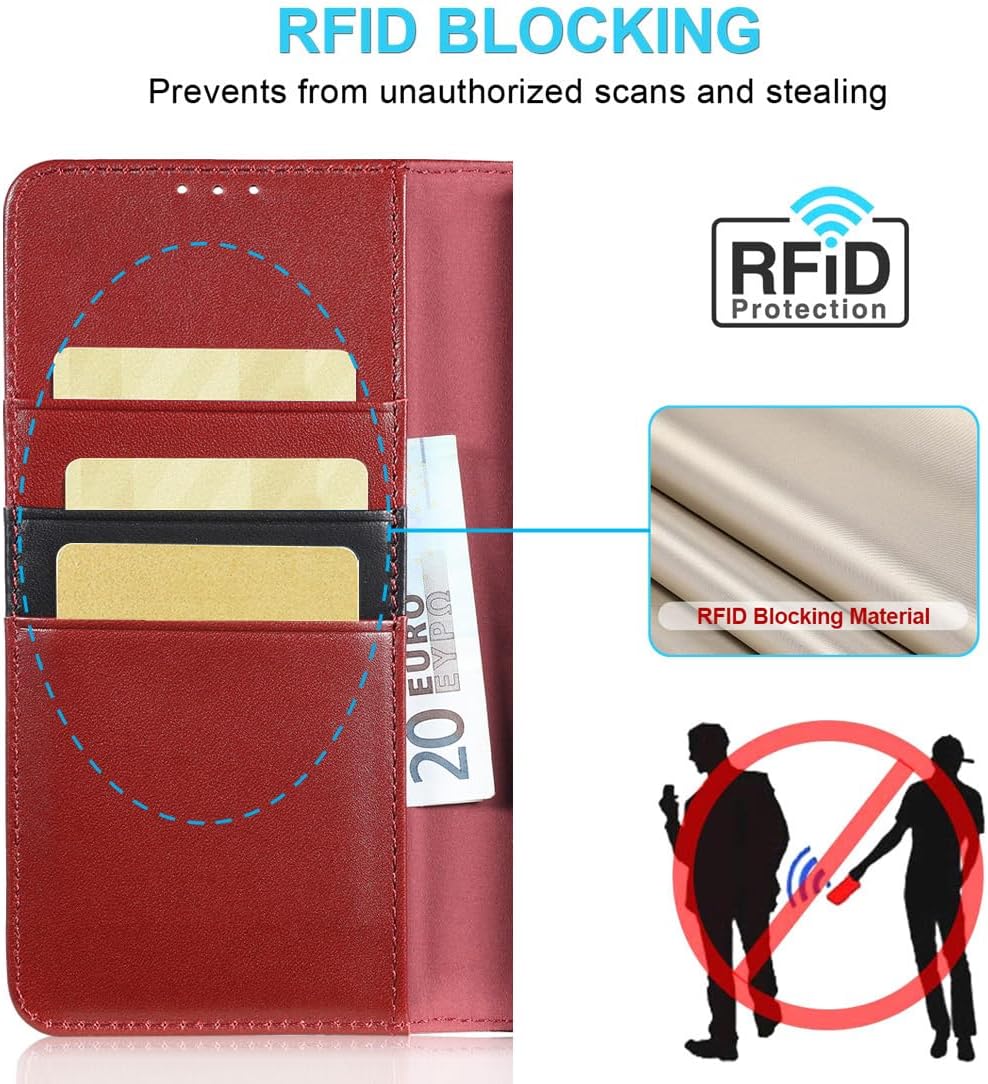 LENSUN Echtleder Hülle für Samsung Galaxy S26 Ultra 5G, Handyhülle Echtes Leder [RFID Schutz][Magnet