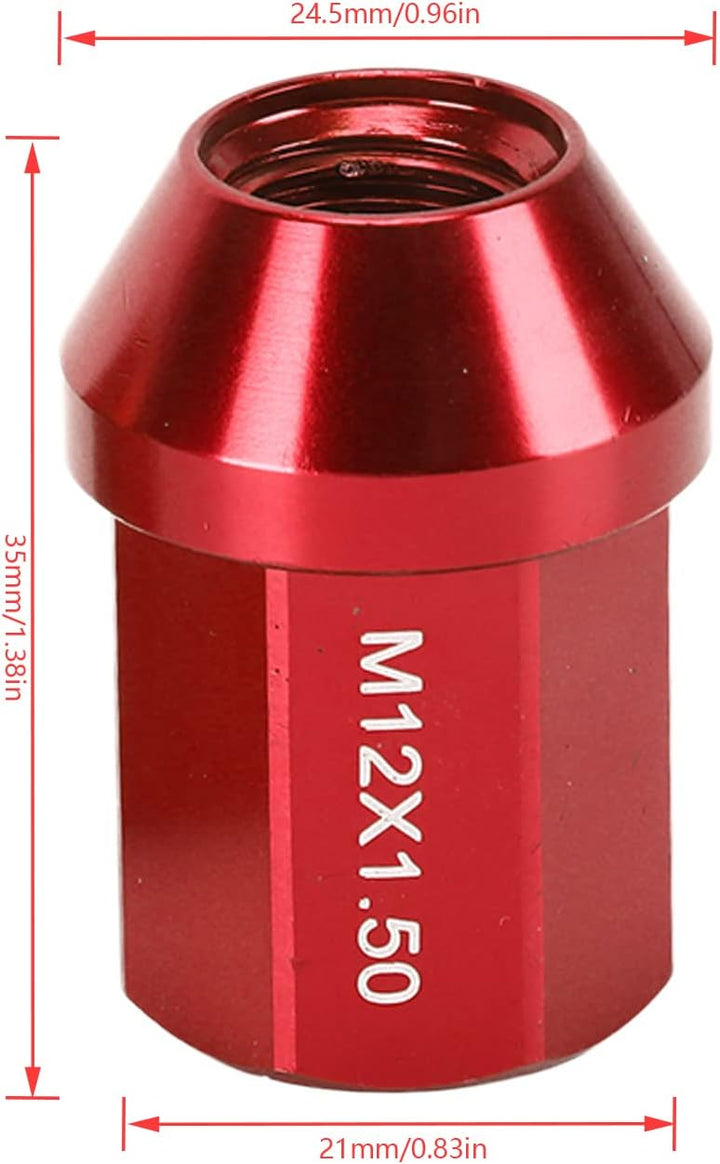 Autoteile, Rustptoof Closed End Radmuttern M12x1.5 35mm Ersatz für Lafesfa 2019 zur Reparatur(rot),