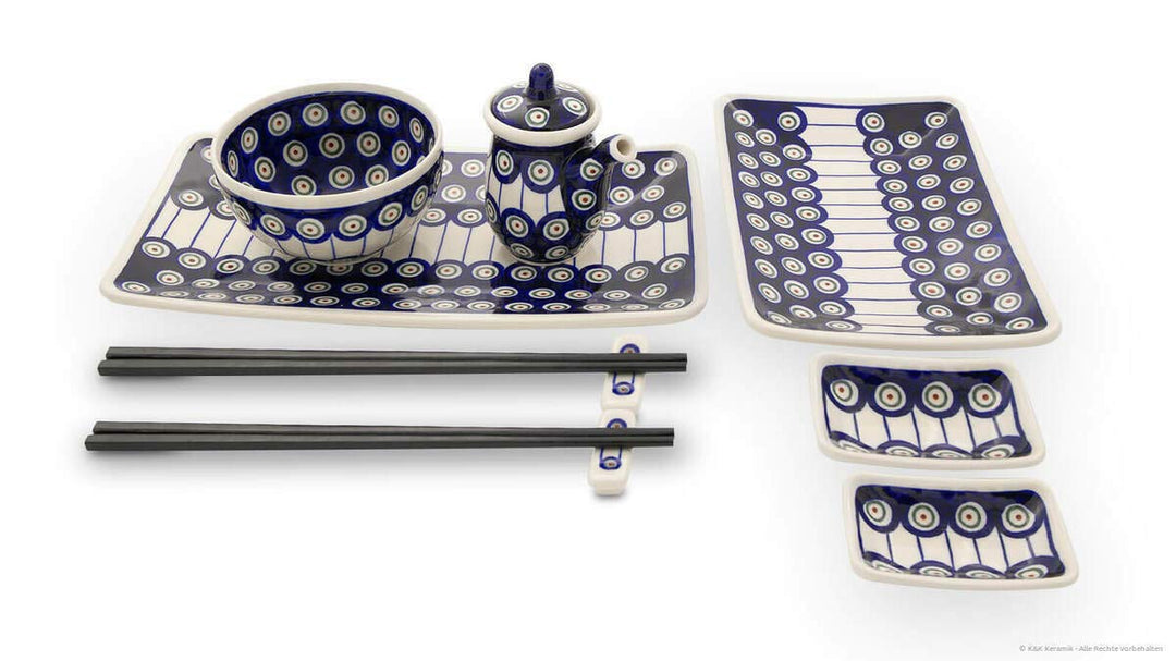 Bunzlauer Keramik Sushi-Set 8-teilig, Dekor 8