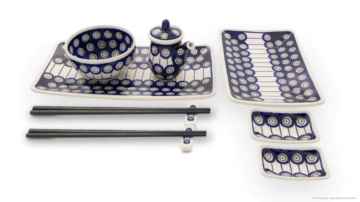 Bunzlauer Keramik Sushi-Set 8-teilig, Dekor 8