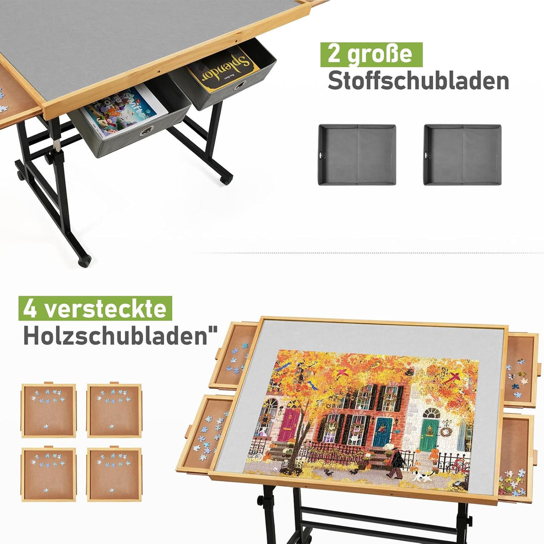 1500 Teile verstellbare Jigsaw-Puzzleplatte für Erwachsene, 90 x 67 cm, Multifunktionale Puzzleplatt