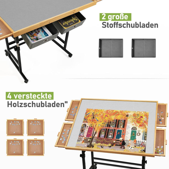 1500 Teile verstellbare Jigsaw-Puzzleplatte für Erwachsene, 90 x 67 cm, Multifunktionale Puzzleplatt