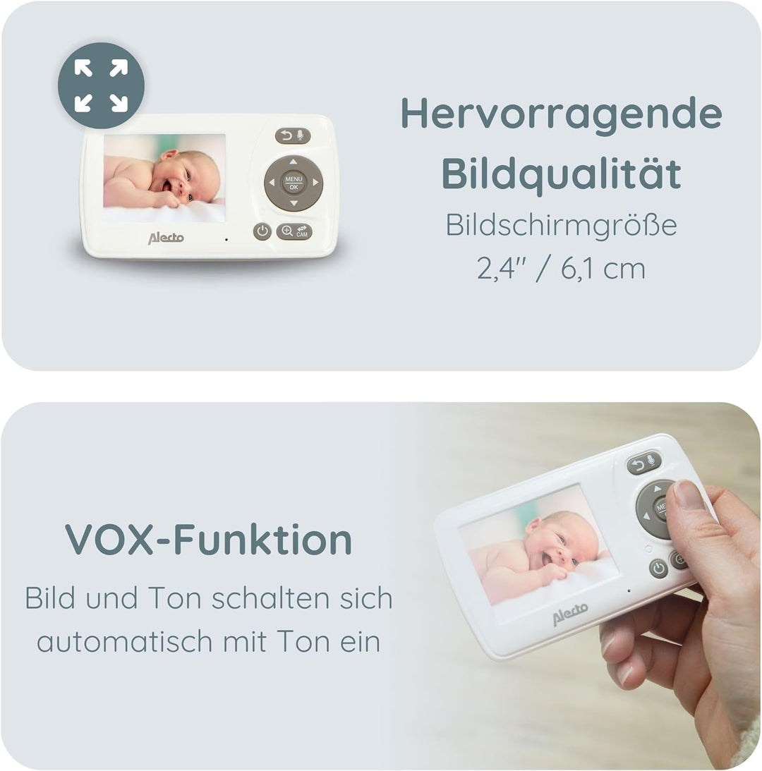 Alecto DVM-71 Babyphone mit Kamera - Grosse Reichweite (bis zu 50 m im Innenbereich - bis zu 300 m i