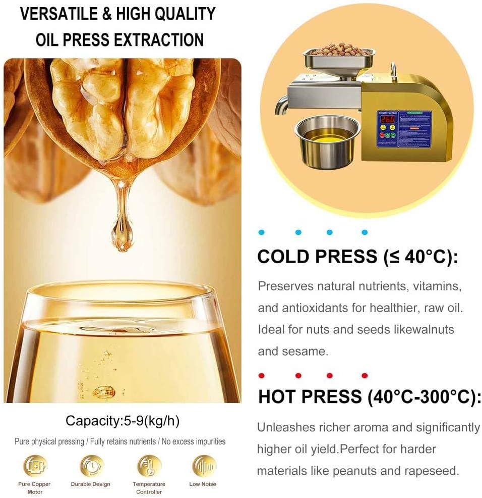 Ölpresse für den Hausgebrauch, elektrische Ölpresse für Heiss- und Kaltpressung, kommerzieller autom