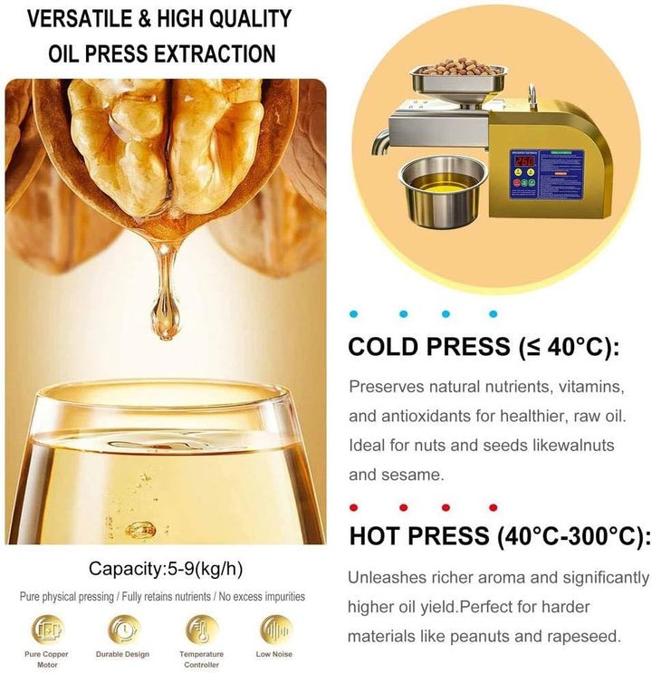 Ölpresse für den Hausgebrauch, elektrische Ölpresse für Heiss- und Kaltpressung, kommerzieller autom