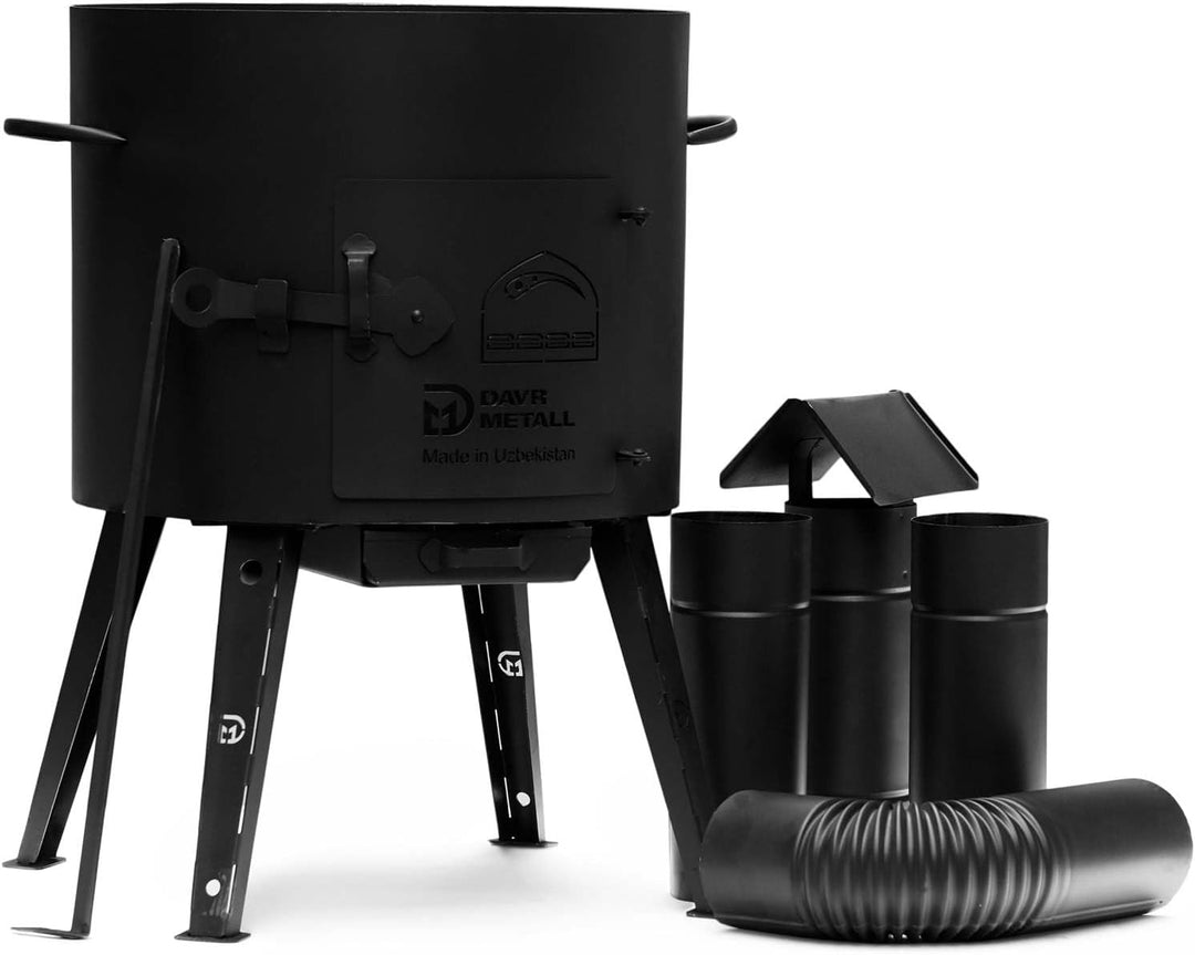 Utschak Ø40 Uchag Eintopfofen mit Schornstein Abzugsrohr Utschag Campingofen Adapter-Ringe für Kazan