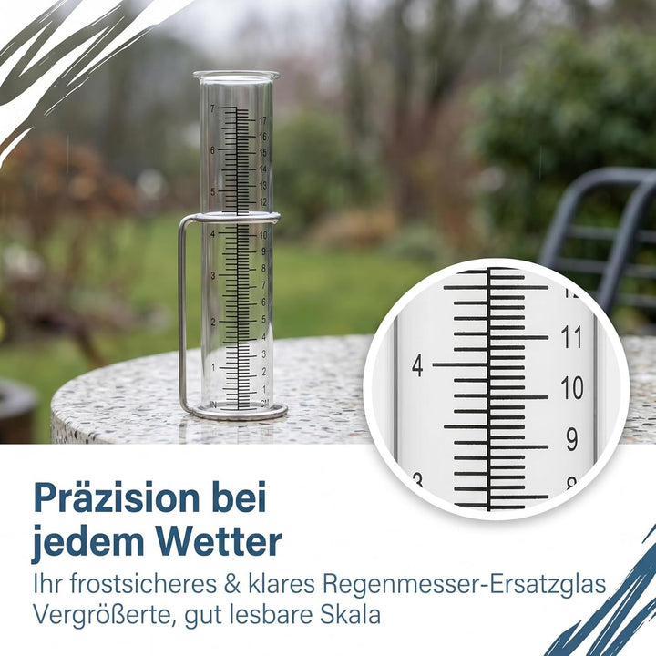 GALPADA Regenmesser Ersatzglas 2er Pack - Borosilikat Glas Ersatz Zylinder - Frostsicher Messbecher
