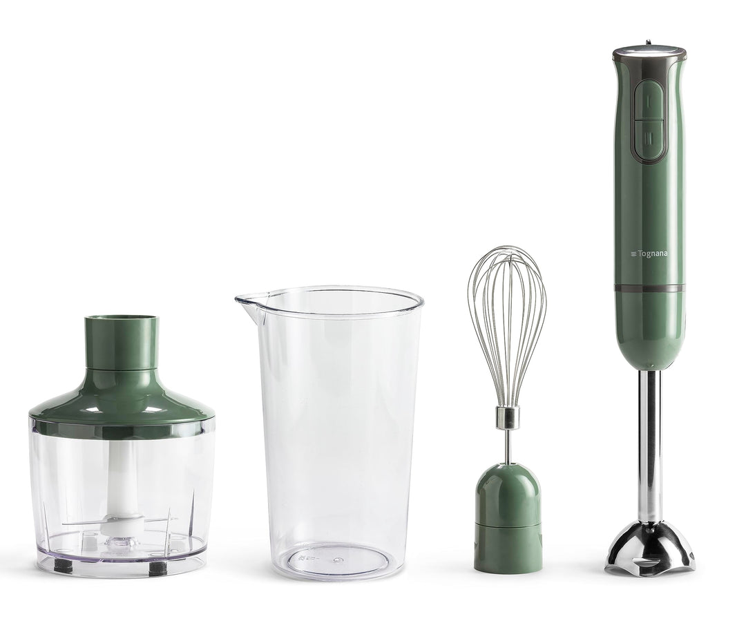 Tognana Iridea Handmixer, Whit Beater Whisk, 600 ml Tumbler und 500 ml Chopper, Salbeigrün, Grün