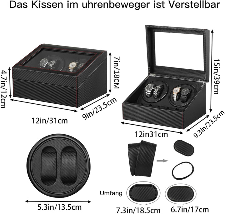 LINGFANSTORE Automatische Uhrenbeweger Box,luxuriöser Uhrenbeweger,Uhrengehäuse mit leisem Mabuchi M