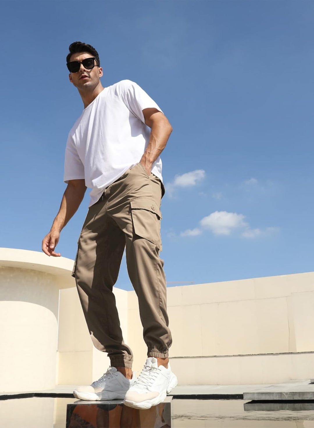 Elegancity Cargohose Herren Lang Casual Jogginghose Stretch Chino Hose Regular Fit Cargo Hose Elasti