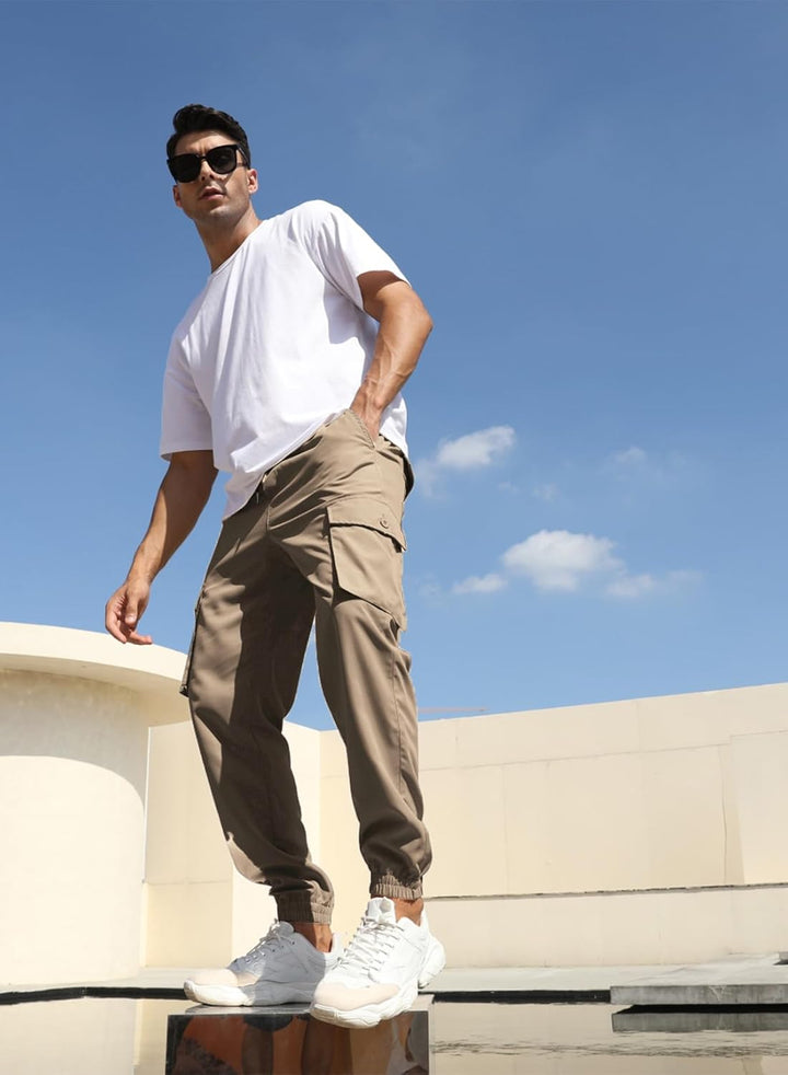 Elegancity Cargohose Herren Lang Casual Jogginghose Stretch Chino Hose Regular Fit Cargo Hose Elasti