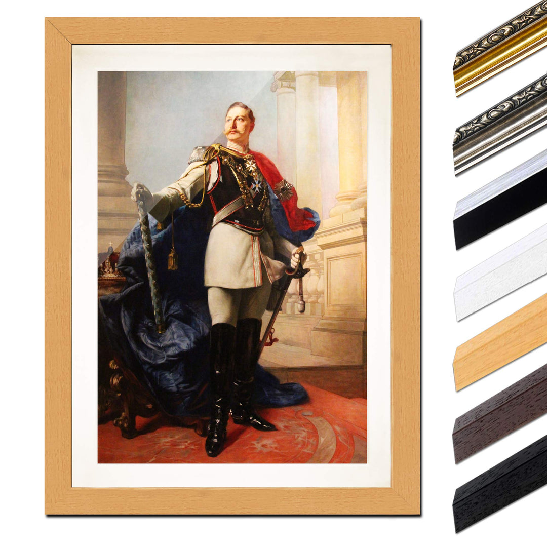 Bild mit Rahmen - Kaiser Wilhelm II. 40x60 cm ca. A2 - Gerahmter Kunstdruck inkl. Galerie Passeparto