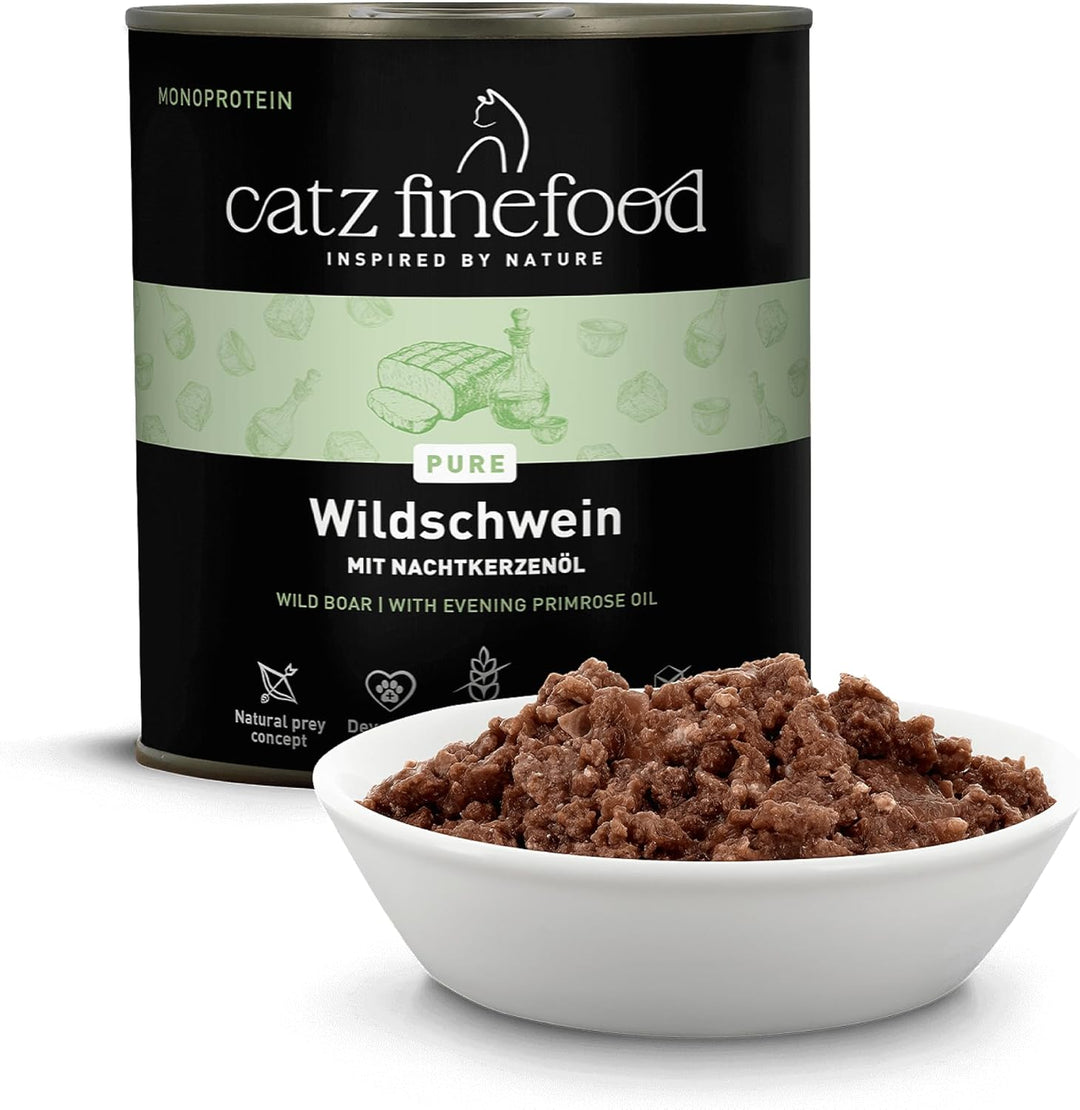 catz finefood Purrrr Wildschwein Monoprotein Katzenfutter nass N° 109, für ernährungssensible Katzen